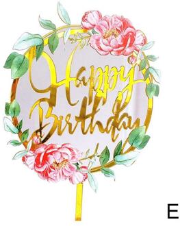 Gelukkige Verjaardag Cupcake Toppers Kleurrijke Bloemen Acryl Bakken Party Dessert Cake Voor Kids Feestartikelen Topper Decoratie M6Q1
