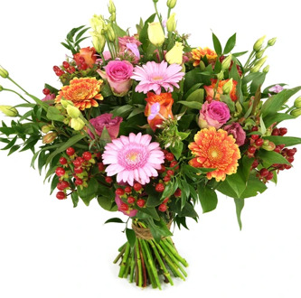 Gelukstreffer boeket oranje en roze