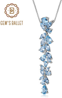 GEM'S BALLET 14.33Ct Natural Sky Blue Topaz 925 Sterling Sliver Leaves & Branches Pendant Necklace For Women Engagement Jewelry