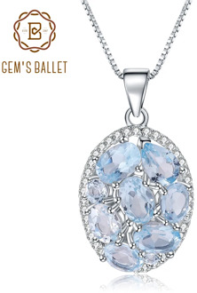 GEM'S BALLET 3.90Ct Natural Sky Blue Topaz Gemstone Elegant Pendant Necklace for Women Fine Jewelry 925 Sterling Silver Collier