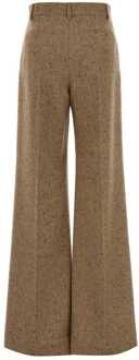 Gemêleerde Zand Wol Palazzo Broek Bruin - EU 40 / UK 12