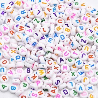 Gemengde Brief Acryl Kralen Ronde Platte Alfabet Digital Cube Losse Spacer Kralen Voor Sieraden Maken Handgemaakte Diy Armband Ketting B ronde