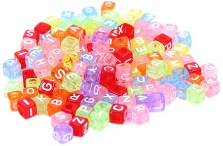 Gemengde Brief Acryl Kralen Ronde Platte Alfabet Digital Cube Losse Spacer Kralen Voor Sieraden Maken Handgemaakte Diy Armband Ketting C plein