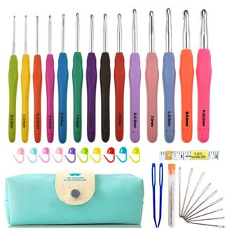 Gemengde Haak Haken Naalden Gereedschappen Garen Breien Naalden Naaien Gereedschap Kit Met Zak 2-8Mm Met Comfort Soft rubber Grip Bevindingen 5