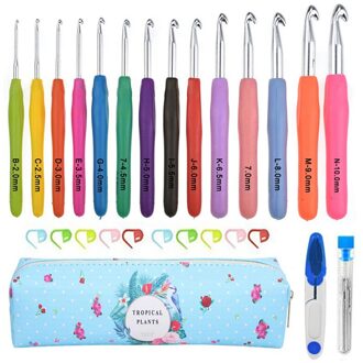 Gemengde Haak Haken Naalden Gereedschappen Garen Breien Naalden Naaien Gereedschap Kit Met Zak 2-8Mm Met Comfort Soft rubber Grip Bevindingen 6