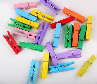 Gemengde kleur Mini Houten Kleding Fotopapier Peg Pin Wasknijper Craft Clips 25mm 30mm 35mm 45mm, 50 STKS XP0236