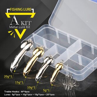 Gemengde Kleuren Vissen Lokt Lepel Aas Set Metalen Lokken Kit Pailletten DD Vissen Lokt met Doos Dreggen Visgerei harde Aas Kit A