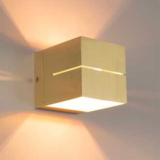 Gemini oro by LUSENZ - Kubusvormige up and down wandlamp met een geborstelde gouden coating Geborsteld goud