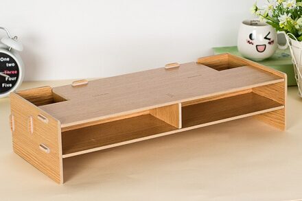 Gemonteerd Computer Monitor Rack 3 Lagen Hout Kantoor Tafel Organisator Voor Pen/Toetsenbord/Briefpapier Laptop Lade 48*20*11.5Cm Log
