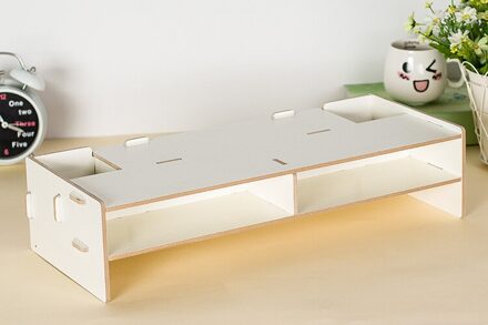 Gemonteerd Computer Monitor Rack 3 Lagen Hout Kantoor Tafel Organisator Voor Pen/Toetsenbord/Briefpapier Laptop Lade 48*20*11.5Cm wit
