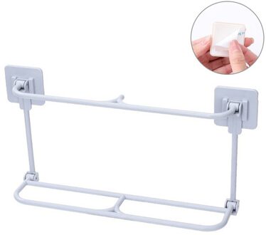 Gemonteerd Schoenenrek Opvouwbare Schoenen Hanger Slippers Afvoer Opbergrek Plank Schoen Opknoping Houder Badkamer Organizer dubbele grijs