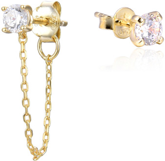 Gena.paris 'Stone' Dames 925 Zilveren Stud Oorbellen - Goud GBO1531-Y
