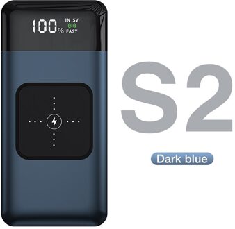 Genai Draadloze Oplader Power Bank 20000Mah Snel Opladen Draagbare Oplader Powerbank Voor Smartphone Externe Batterij Oplaadbare S2 blauw / 20000mah