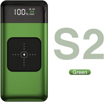 Genai Draadloze Oplader Power Bank 20000Mah Snel Opladen Draagbare Oplader Powerbank Voor Smartphone Externe Batterij Oplaadbare S2 groen / 20000mah