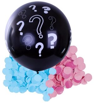 Gender reveal ballon inclusief roze en blauwe confetti 90 cm