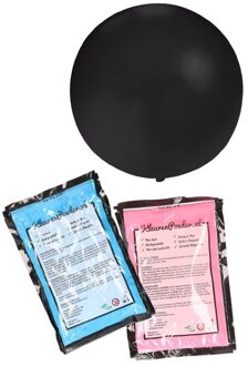 Gender reveal ballon - inclusief roze en blauwe holi poeder - 60 cm - geslachtsonthulling versiering Zwart