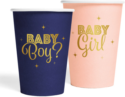 Gender Reveal Beker Blauw Roze 210ml (8st) Multikleur - Print