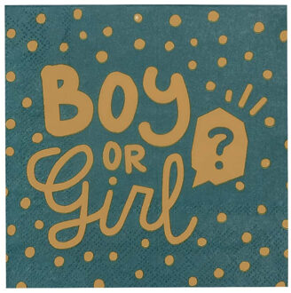 Gender Reveal Servetten Boy or Girl (20st) Blauw, Goud - Brons