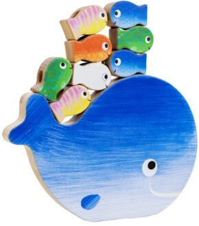 Genechten*4 In 1 Houten Spel Klein Wit Visje. Stapel, Hengel, Tel En Rijg