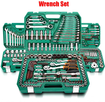 General Household Car AUTO Repair Tool Kit with Plastic Toolbox Storage Case Socket Ratchet Wrench Screwdriver Hand Tool Set