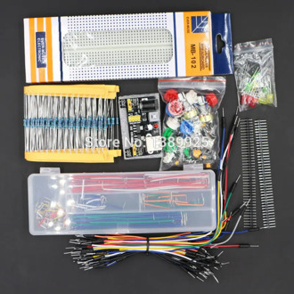 Generic Parts Package kit + 3.3V/5V power module+MB-102 830 points Breadboard +65 Flexible cables+ jumper wire box without case