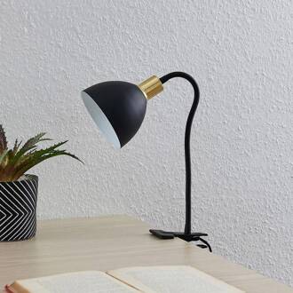 Genora klemlamp in zwart mat zwart, messing