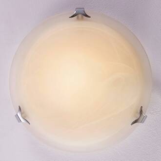 Genoveva ronde plafondlamp wit albast, chroom