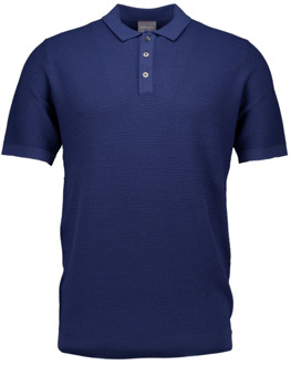 Genti Blauwe Buttons Structure SS Polo Genti , Blue , Heren - 2Xl,M