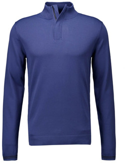 Genti Blauwe Sweater Met Rits Heren Genti , Blue , Heren - 2Xl,Xl,M,3Xl