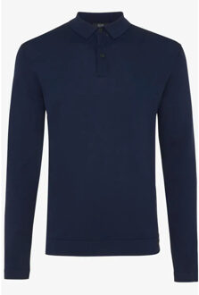 Genti Polo longsleeve cool dry donker Blauw