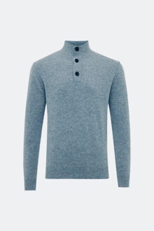 Genti Turtleneck 3 buttons wol - maat XL Blauw