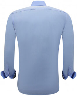 Gentile Bellini Business overhemden lange mouw slim fit stretch Blauw - XXL
