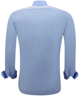 Gentile Bellini Business overhemden lange mouw slim fit stretch Blauw - XXXL