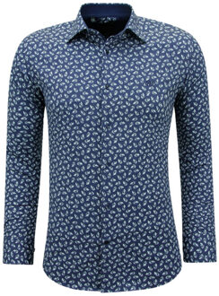 Gentile Bellini Katoenen casualmet print - maat XL Blauw