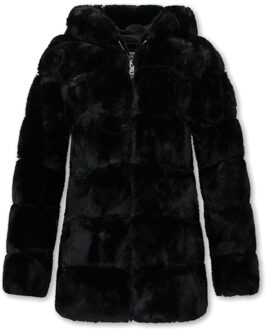 Gentile Bellini Korte faux fur jas met rits en capuchon Zwart - 4XL
