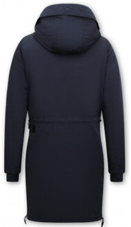 Gentile Bellini Lange gewatteerde jas met capuchon - maat L Blauw