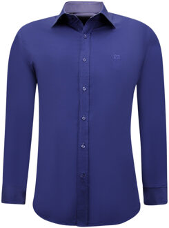Gentile Bellini Nette getailleerde overhemden slim fit stretch Blauw - L
