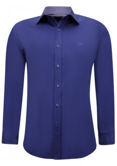 Gentile Bellini Nette getailleerde overhemden slim fit stretch Blauw - M