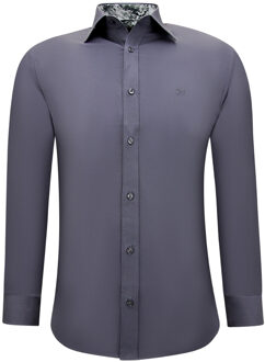 Gentile Bellini Nette zakelijke effe overhemden slim fit stretch Grijs - XL