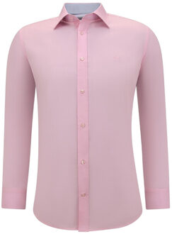 Gentile Bellini Overhemden lange mouw effen slim fit Roze - XXXL