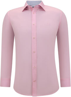 Gentile Bellini Overhemden lange mouw effen slim fit Roze