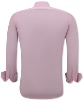 Gentile Bellini Overhemden lange mouw effen slim fit Roze