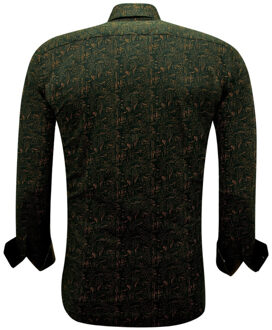 Gentile Bellini Overhemden lange mouw met slim fit bruin - maat S Veelkleurig