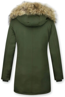 Gentile Bellini Parka jas met bontkraag - maat M Groen