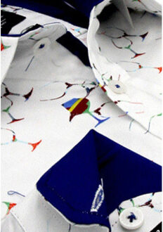 Gentile Bellini Satijnen met print slim fit Wit