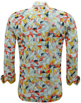 Gentile Bellini Strijkvrijlange mouwen slim fit met geel Veelkleurig - L