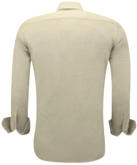 Gentile Bellini Trendy oxford volwassenen slim fit licht bruin - maat S Veelkleurig