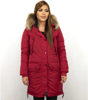 Gentile Bellini Winterjas parka met bontkraag - maat S Rood