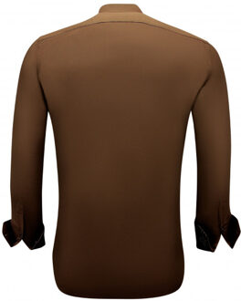Gentile Bellini Zakelijke en business overhemden slim fit stretch Bruin - XXL