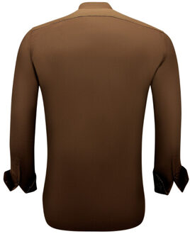 Gentile Bellini Zakelijke en business overhemden slim fit stretch Bruin - XXXL